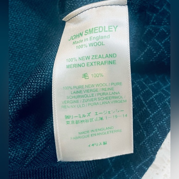 John Smedley Pullover Jacquard Roll-Neck Orion Green - M - Picture 4 of 4